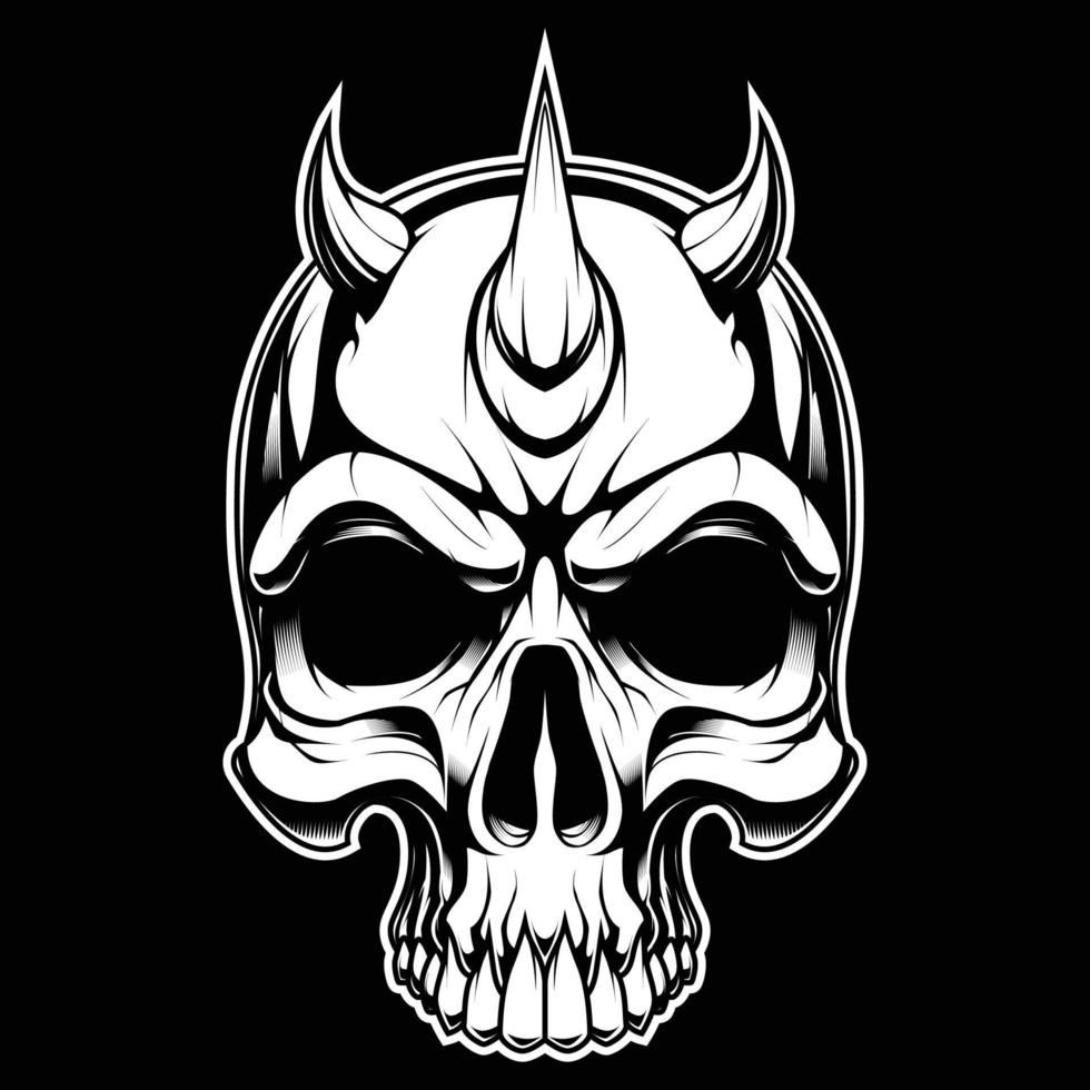 The Rhino Skull Black and White Vector