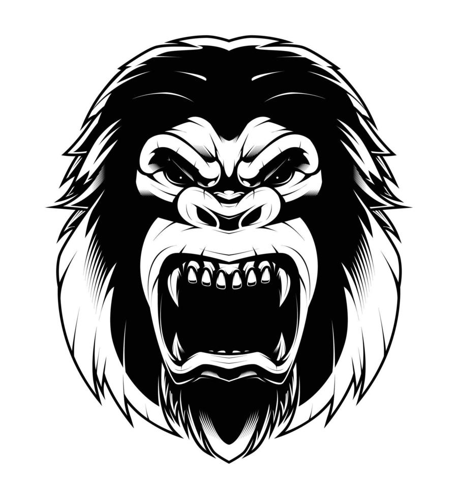The Angry Gorillaz Black and White Vector