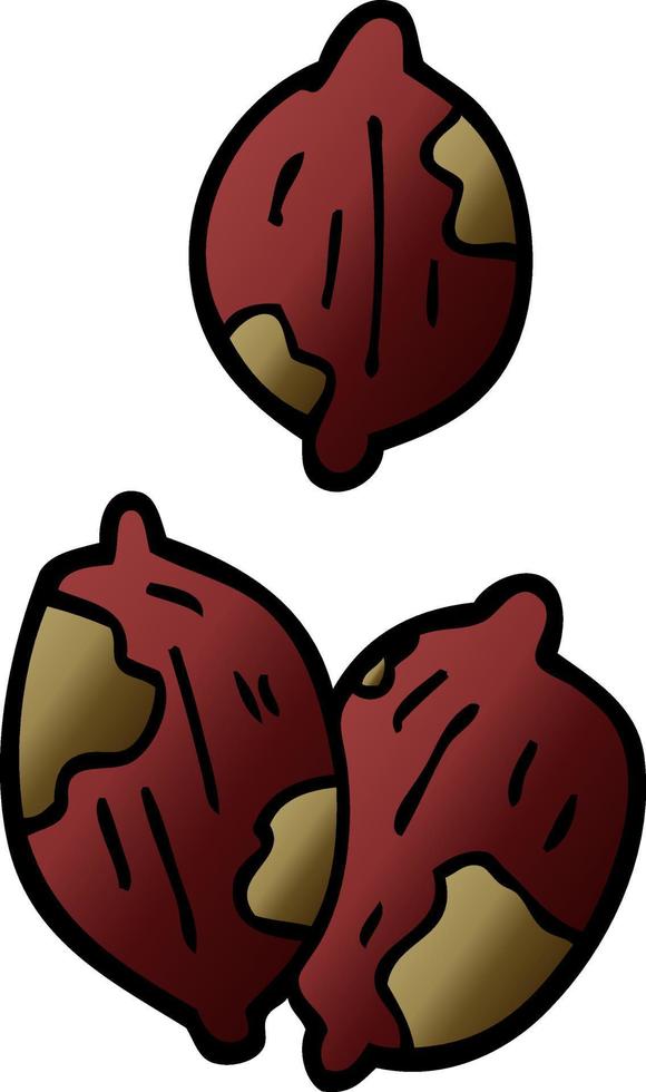 cartoon doodle nuts in shells vector