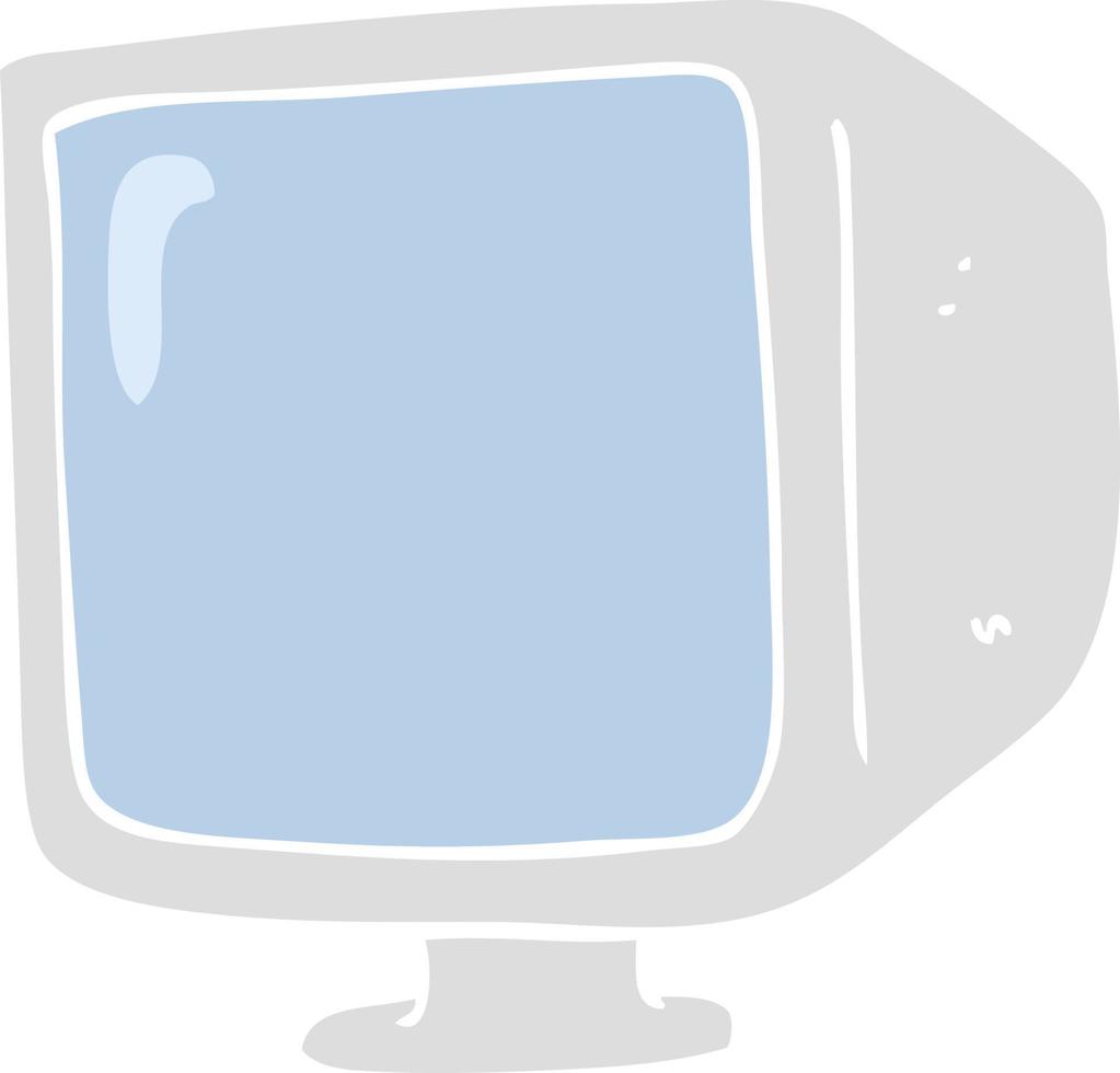 flat color illustration of a cartoon old computer monitor vector