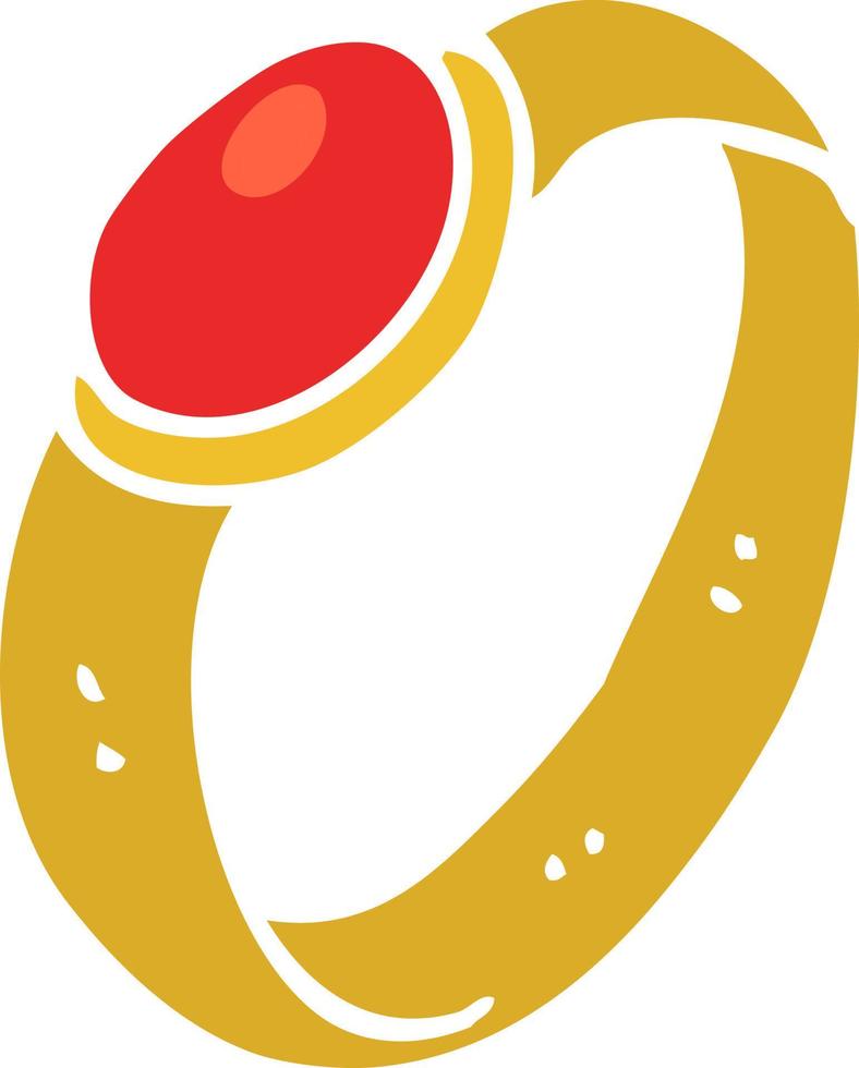 flat color illustration of a cartoon ruby ring vector