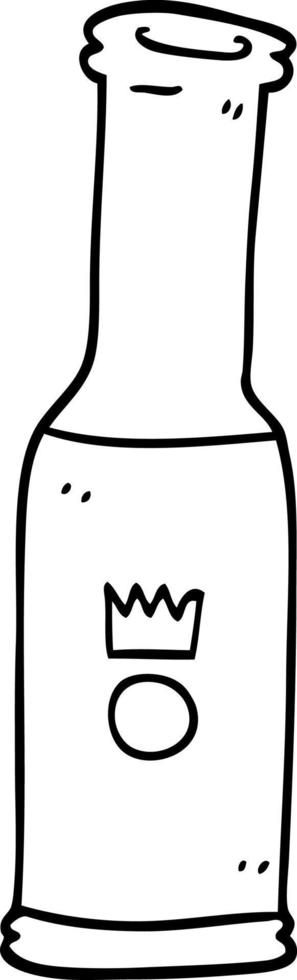 botella de cerveza de dibujos animados de dibujo lineal vector