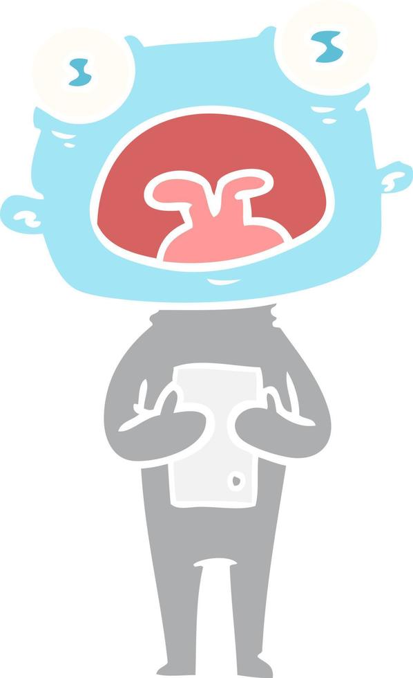 flat color style cartoon weird alien communicating vector