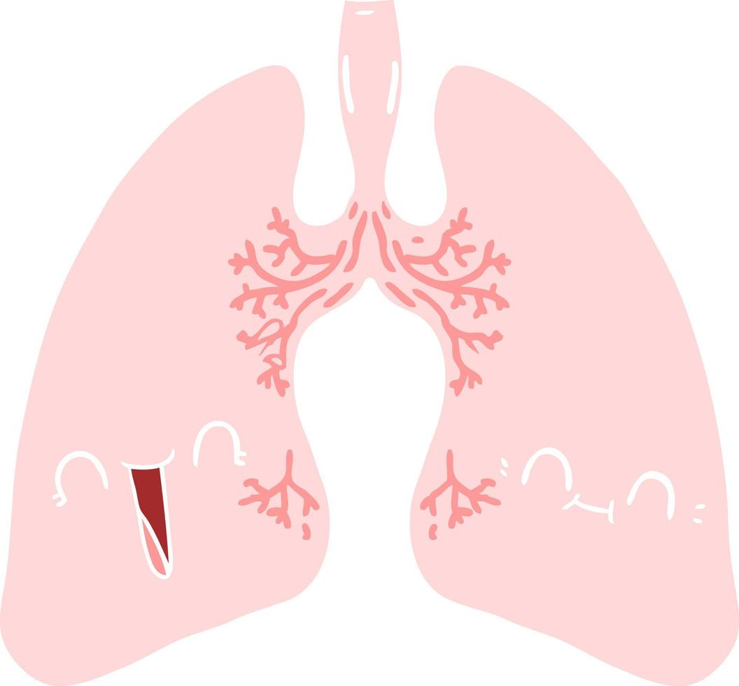 pulmones de dibujos animados de estilo de color plano vector