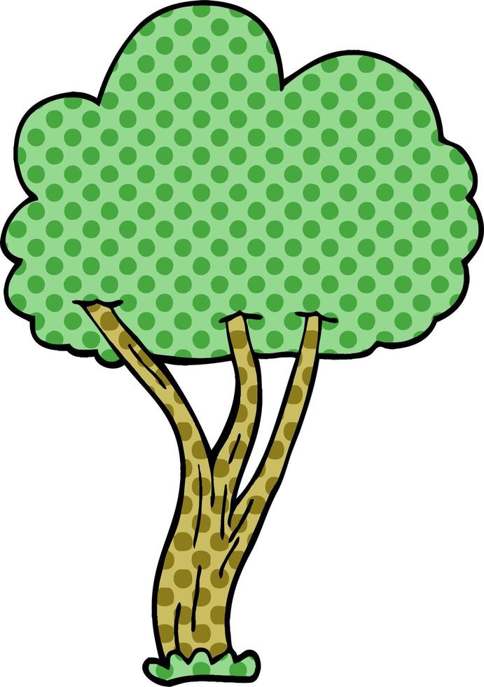 cartoon doodle blooming tree vector