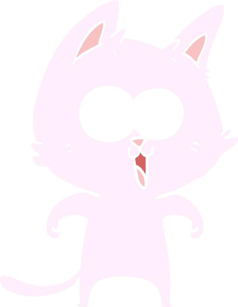 funny flat color style cartoon cat vector