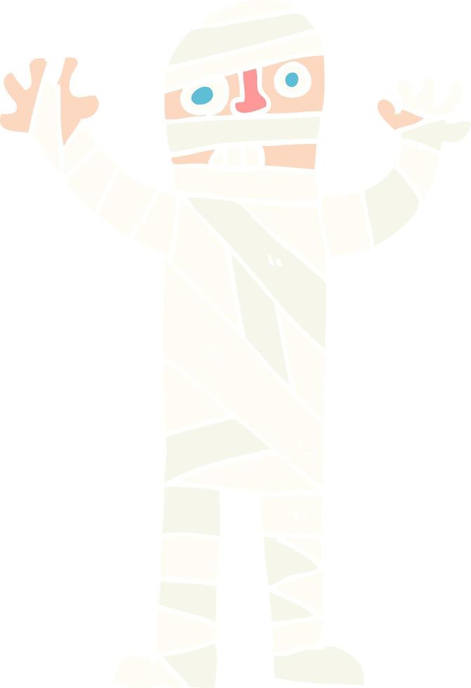 flat color illustration of a cartoon bandaged mummy vector