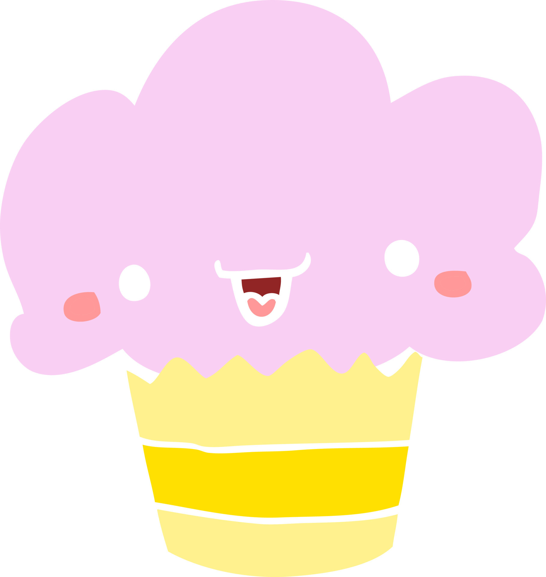 flat color style cartoon cupcake with face 12210102 Vector Art at Vecteezy