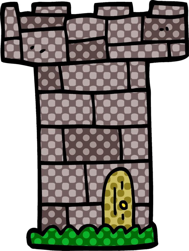 cartoon doodle castle tower vector