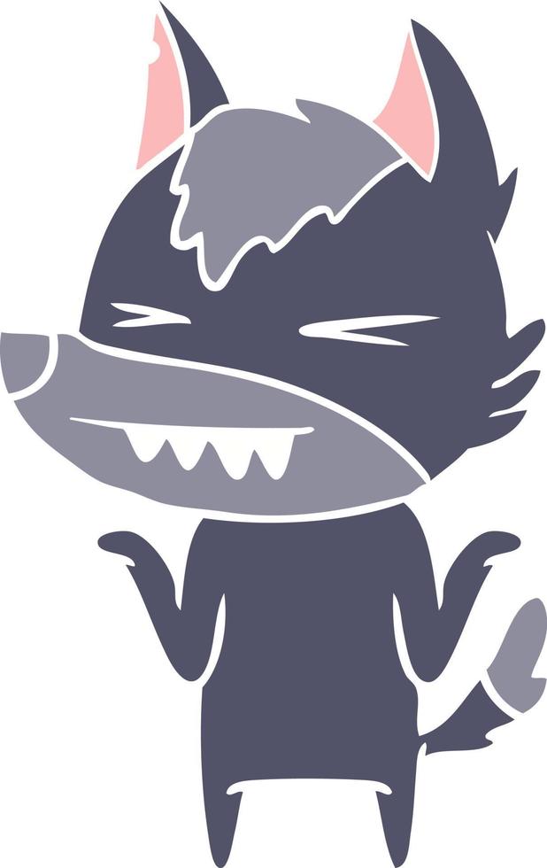 angry wolf flat color style cartoon vector