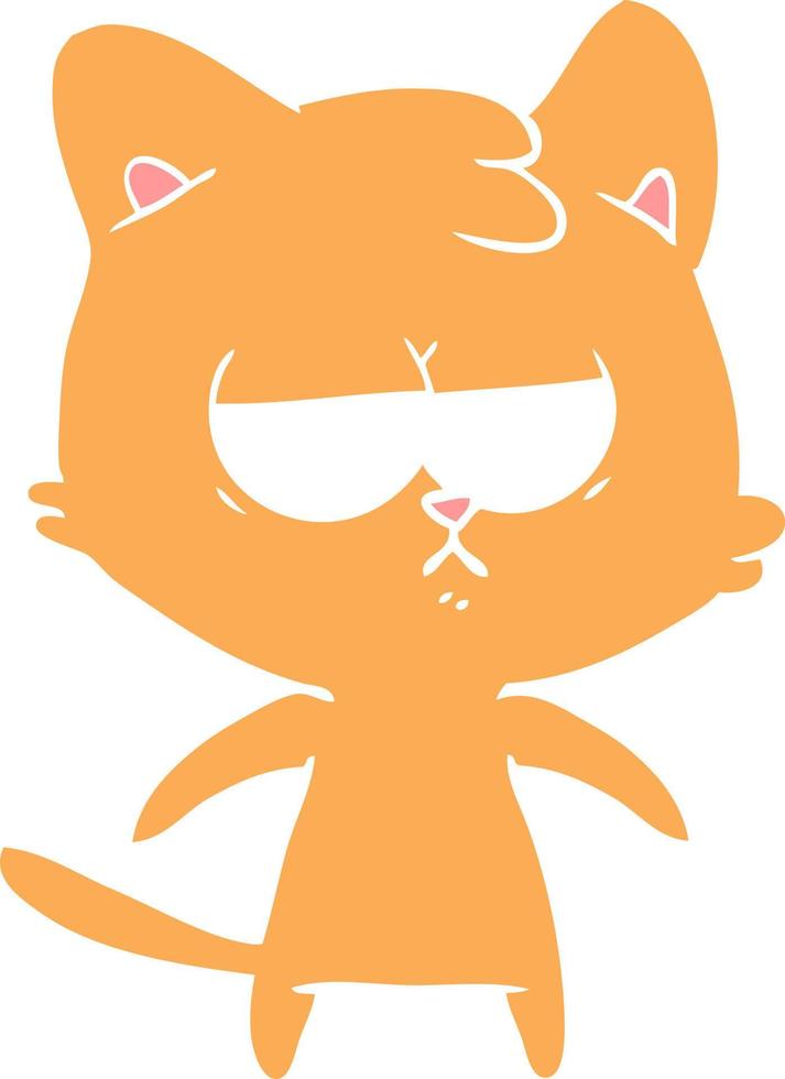 bored flat color style cartoon cat vector