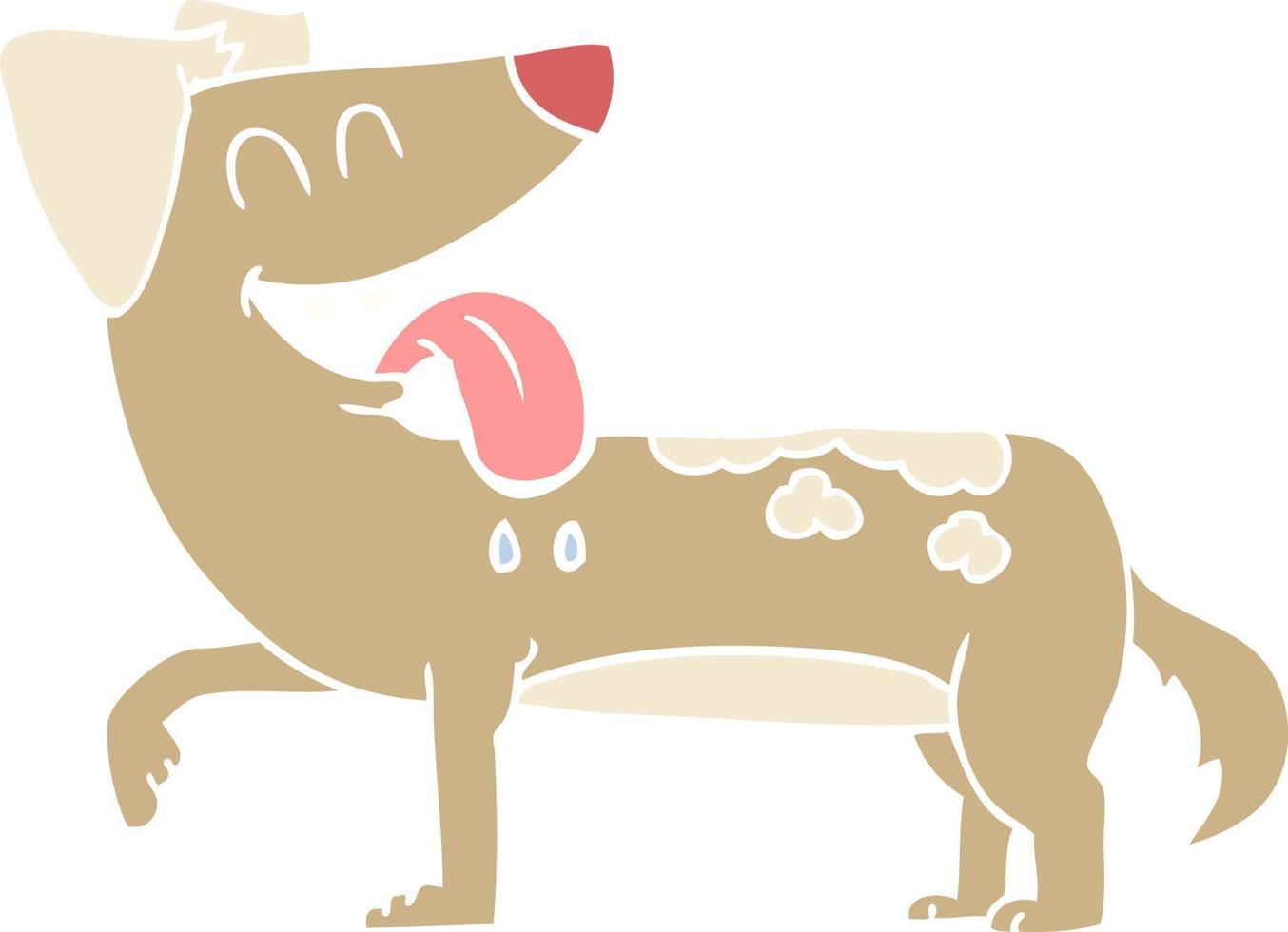 flat color illustration of a cartoon panting dog vector