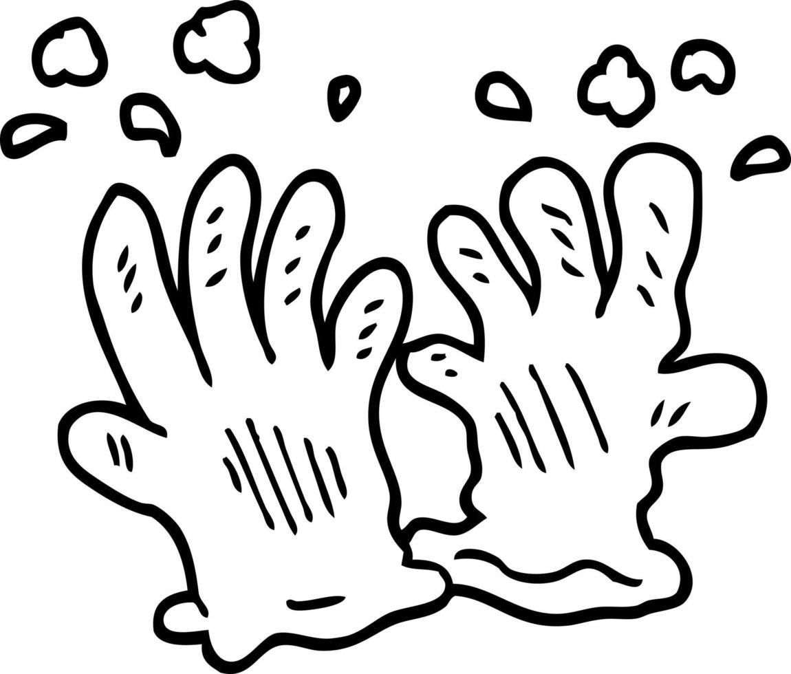 guantes estériles de dibujos animados de dibujo lineal vector