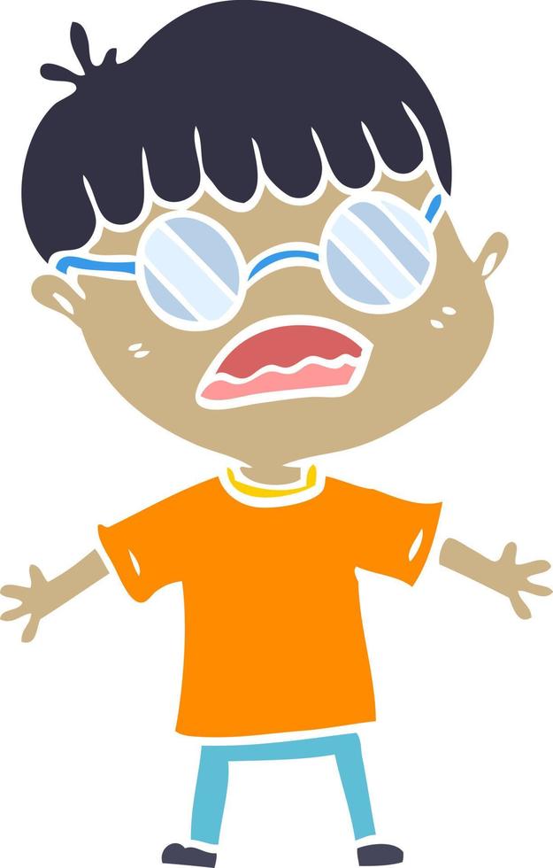 niño de dibujos animados de estilo de color plano con gafas vector