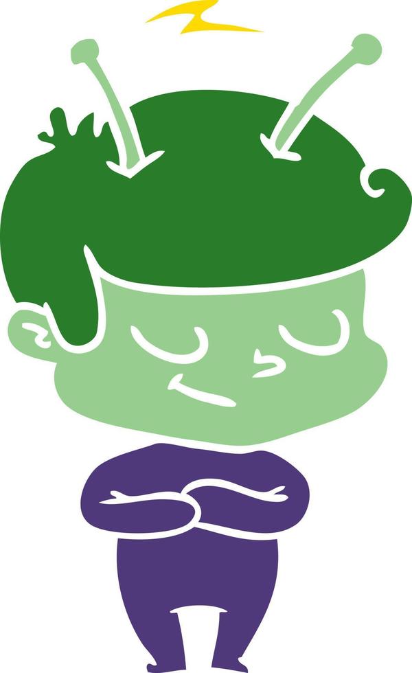 friendly flat color style cartoon spaceman vector