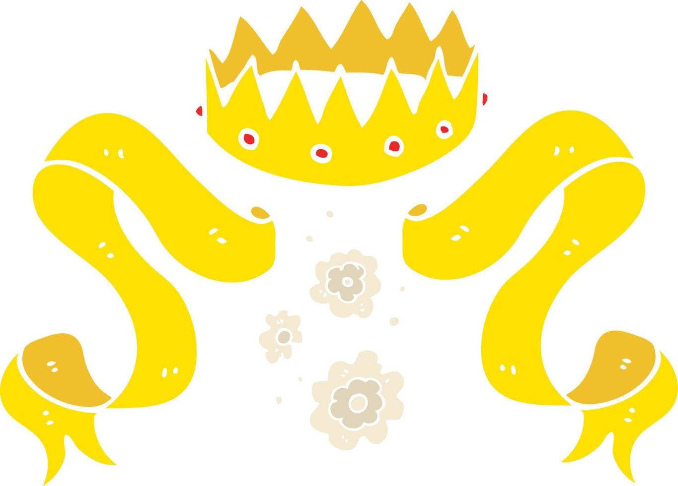 flat color illustration of a cartoon crown and scroll vector