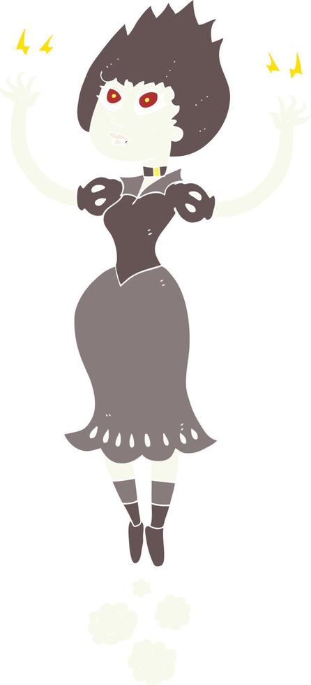 flat color illustration of a cartoon vampire girl flying vector