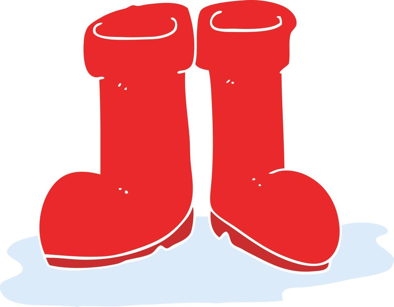 flat color illustration of a cartoon wellington boots in puddle vector
