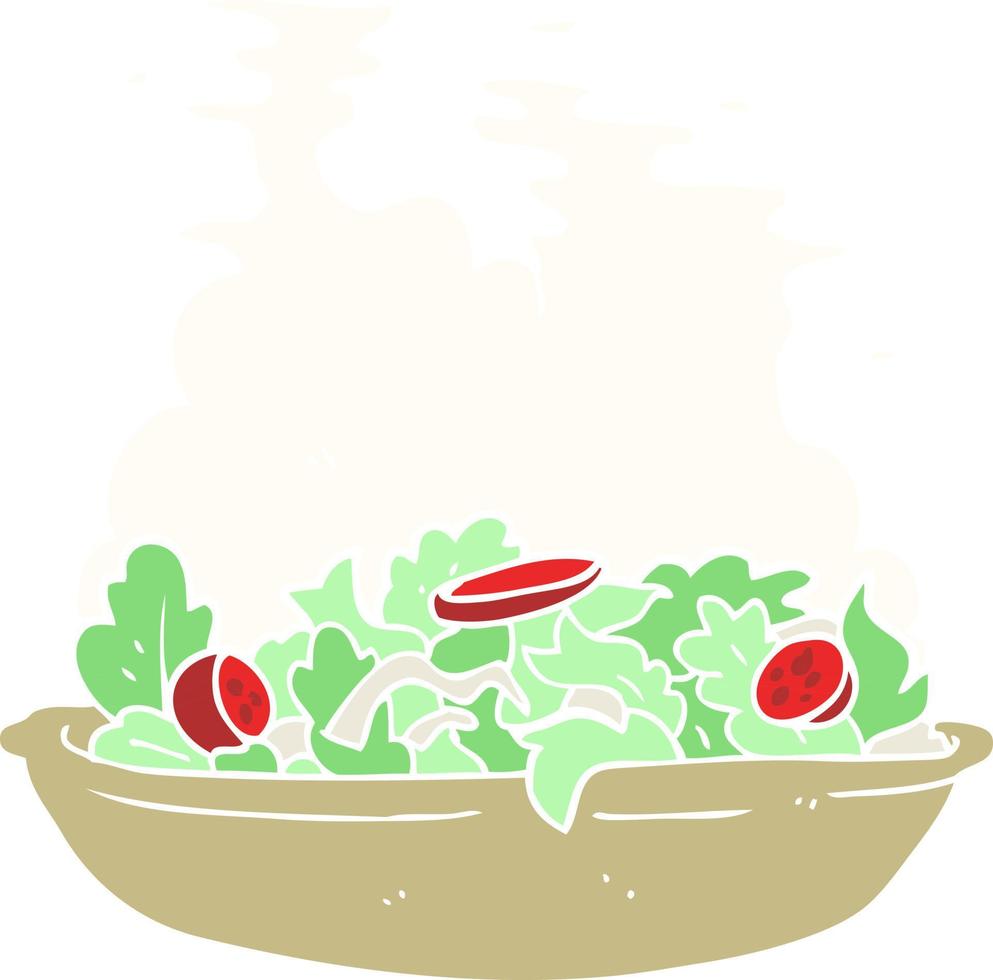 flat color illustration of a cartoon salad vector