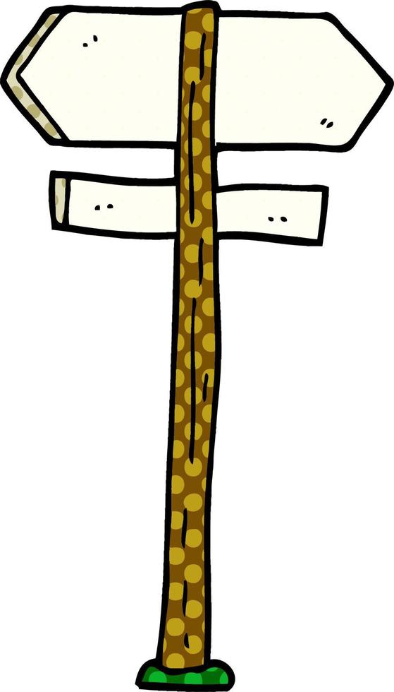 cartoon doodle painted direction sign posts vector