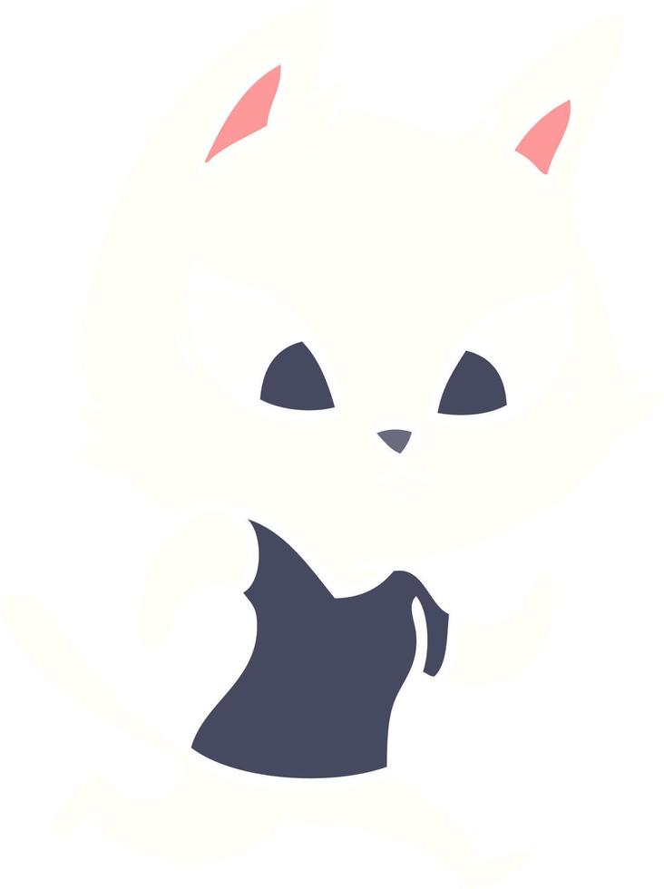 confused flat color style cartoon cat vector
