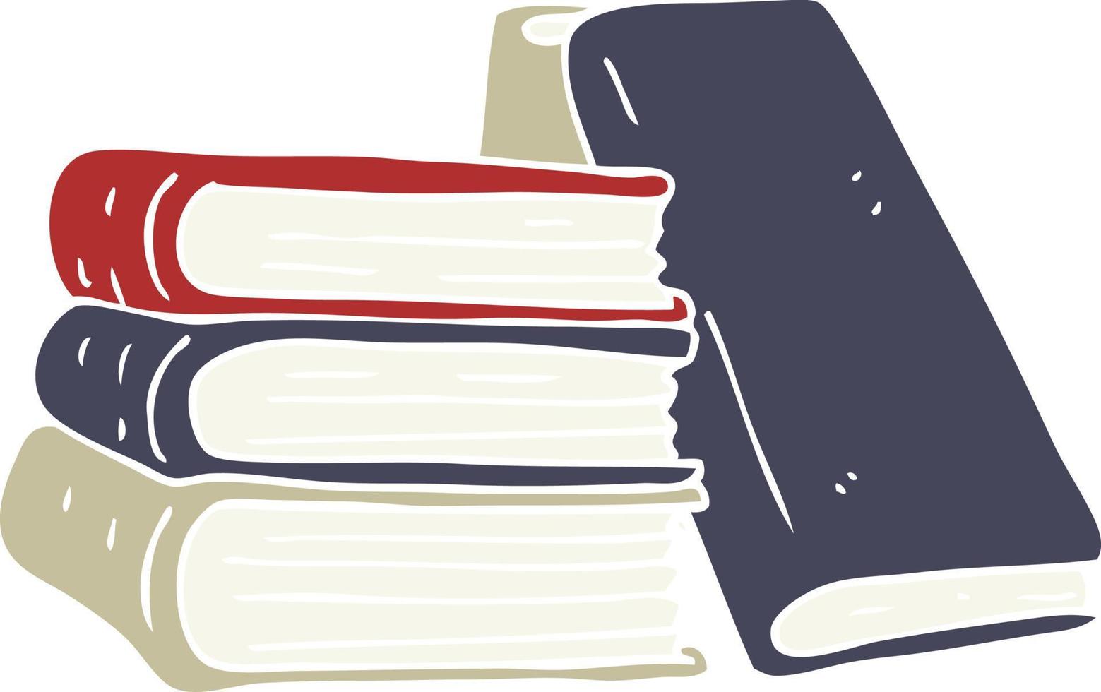 flat color illustration of a cartoon stack of books vector