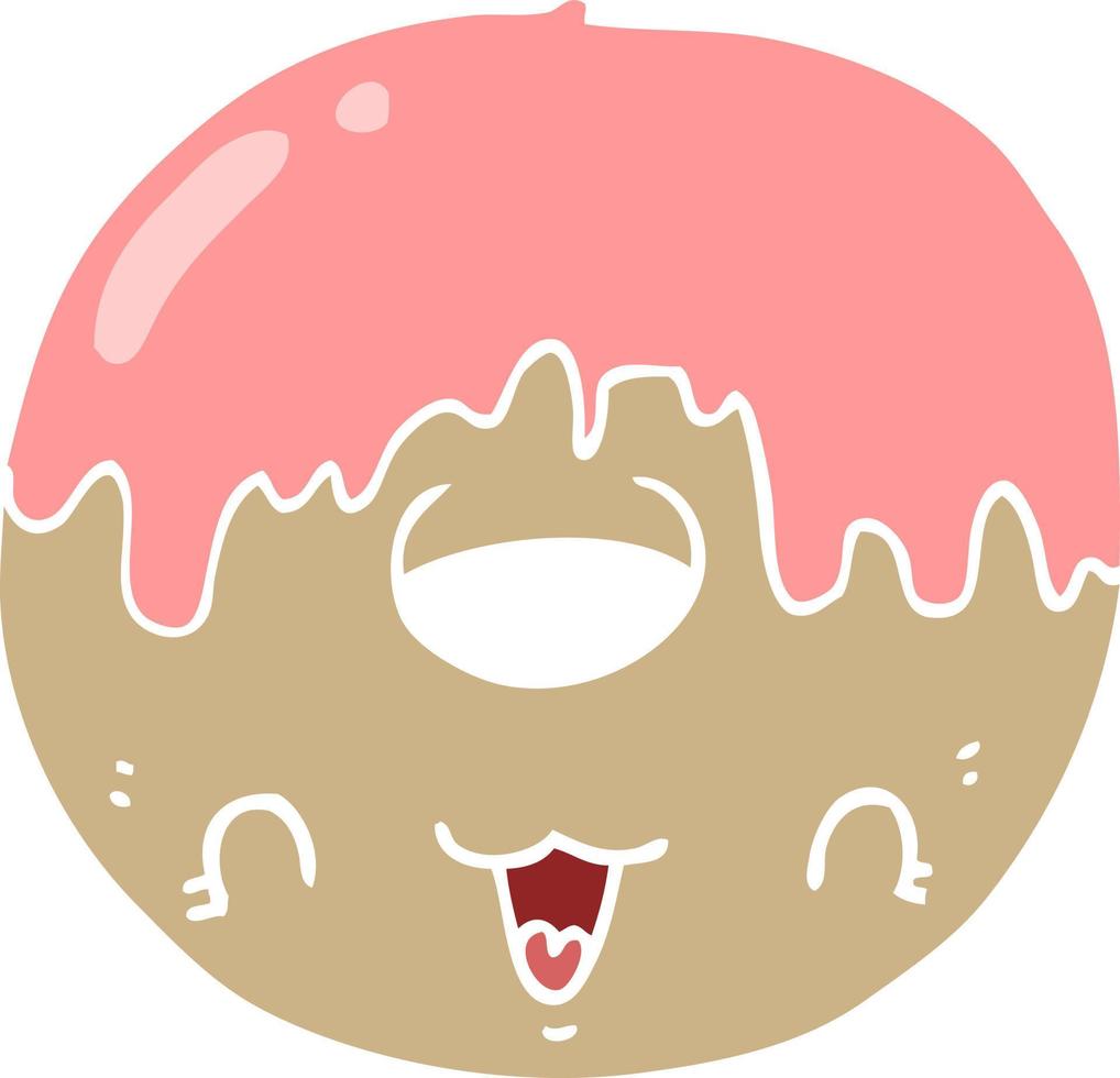 cute flat color style cartoon donut vector