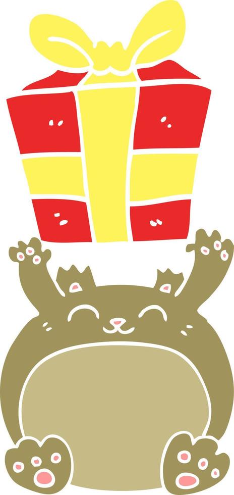 cute flat color style cartoon christmas bear vector