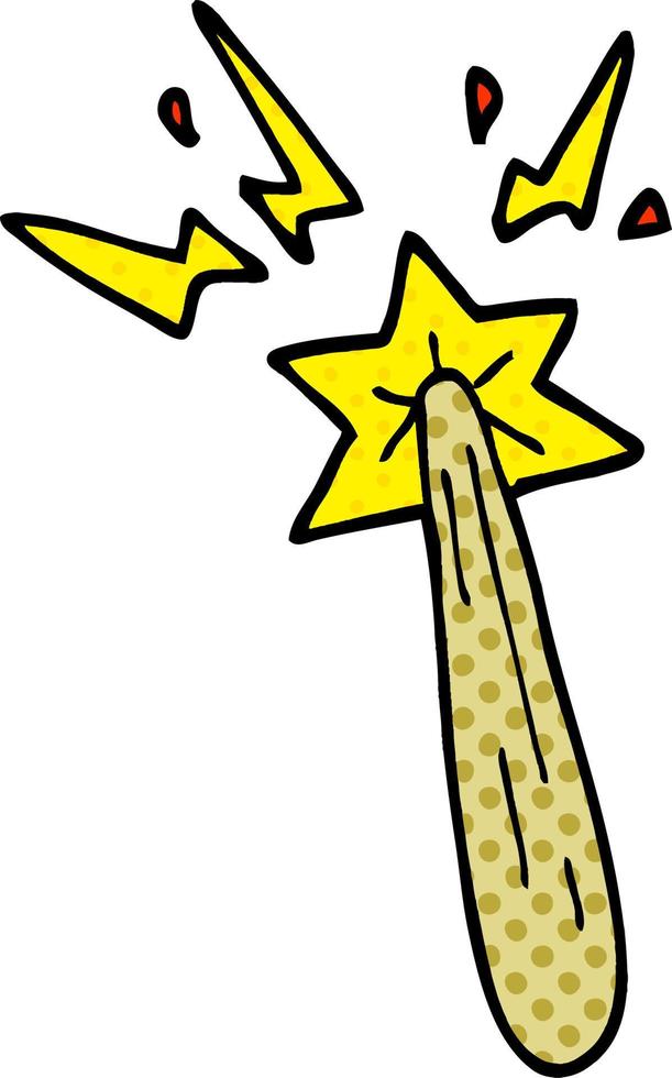 cartoon doodle magic wand vector