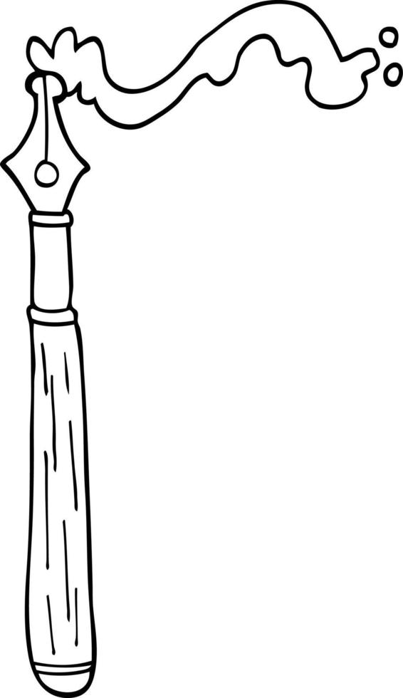 line drawing cartoon fountain pen vector