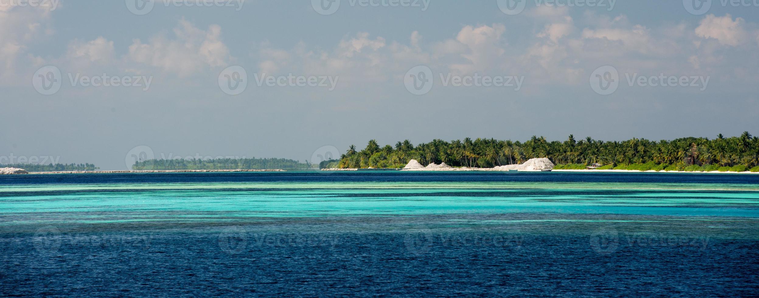 maldives tropical paradise beach crystal water coconut tree island photo