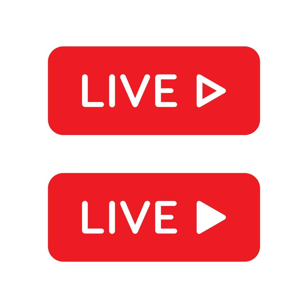 Live streaming video button icon vector in flat style