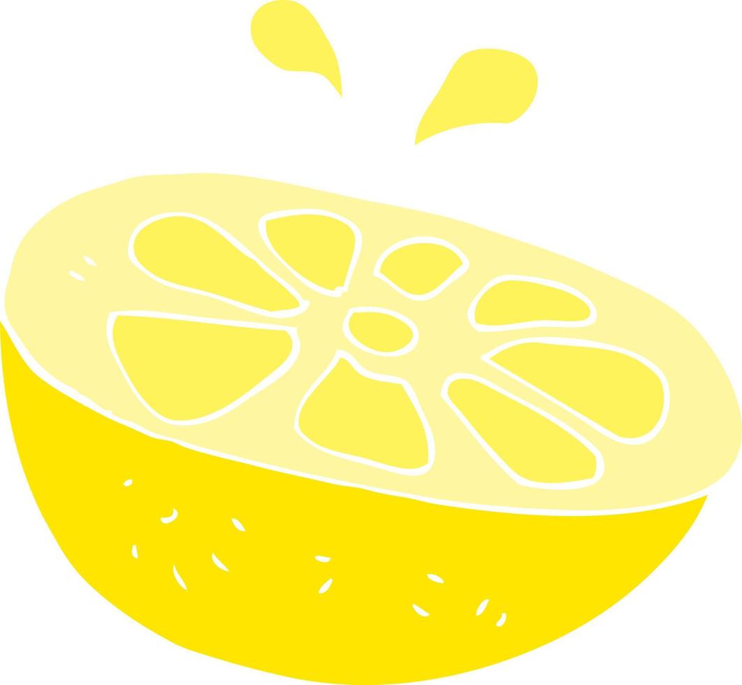 flat color illustration of a cartoon lemon vector