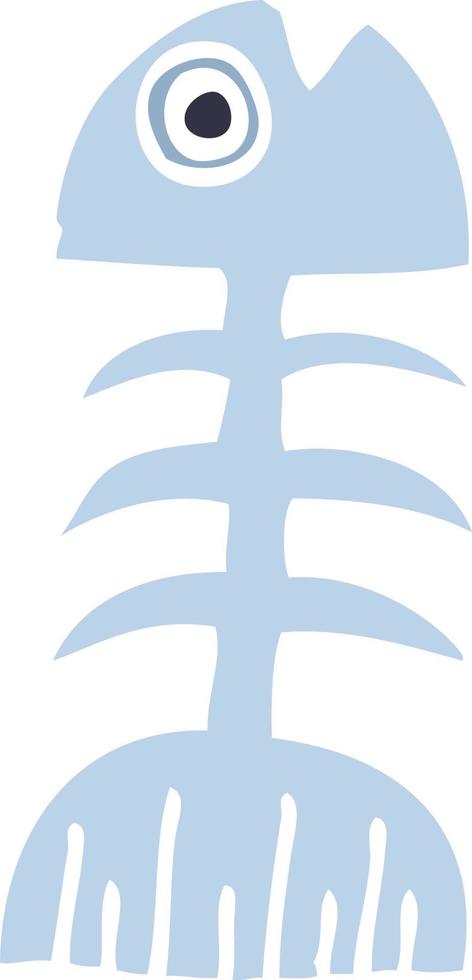 cartoon doodle fish bones vector