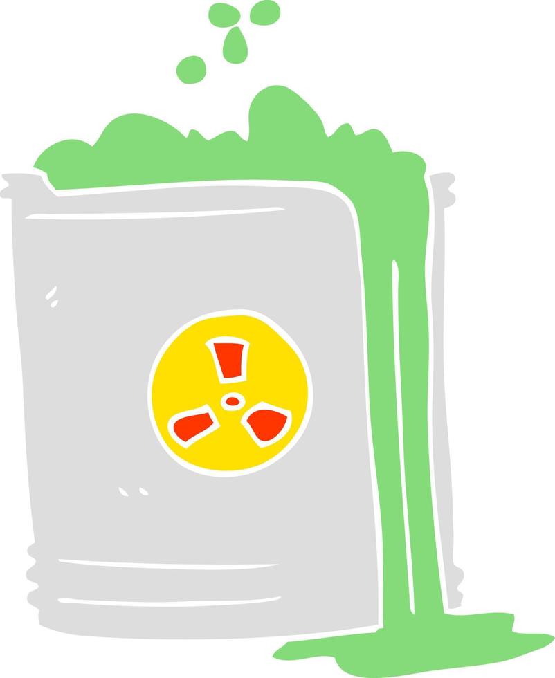 flat color illustration of a cartoon radioactive waste vector