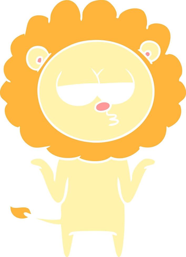 flat color style cartoon bored lion vector