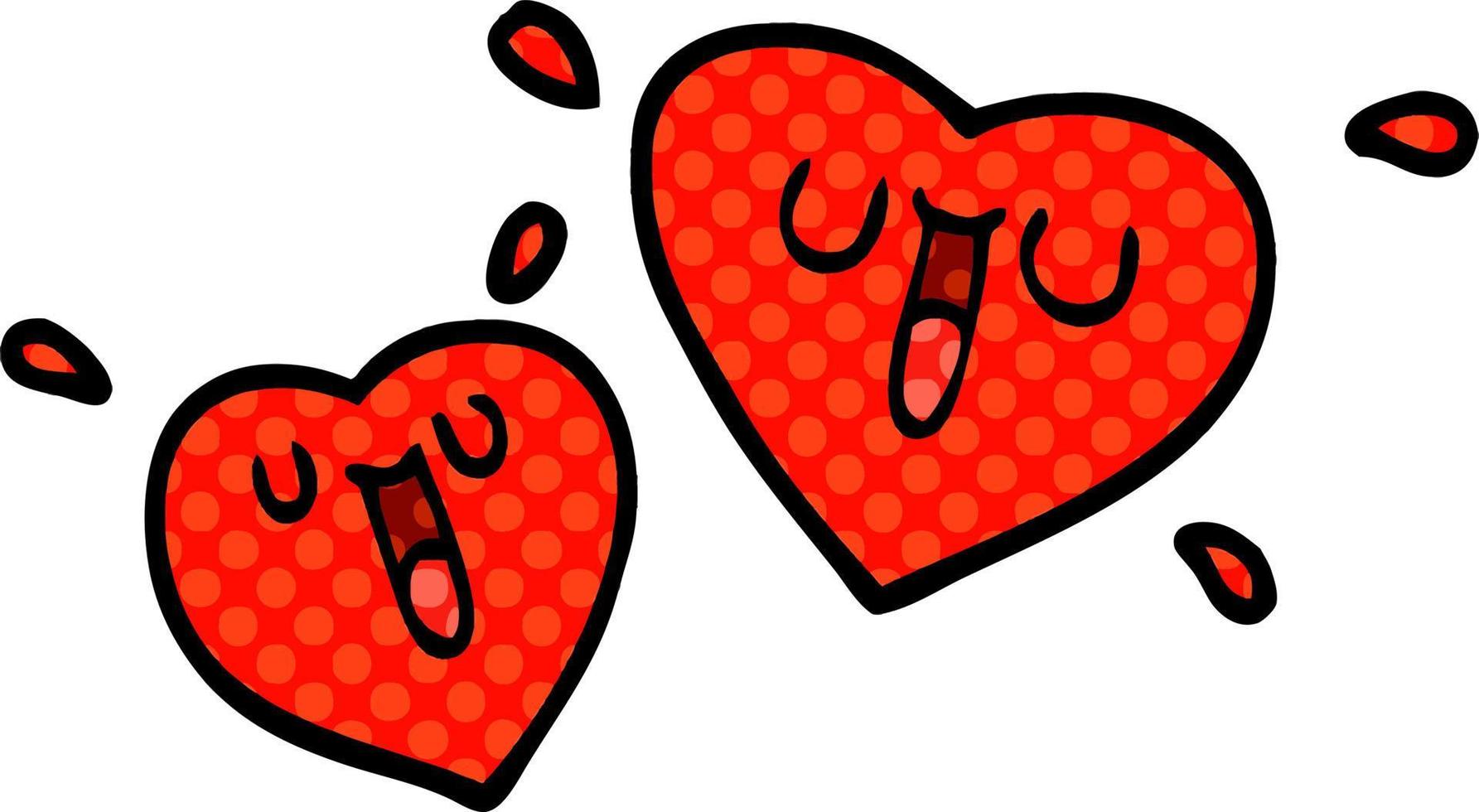 happy cartoon doodle hearts vector
