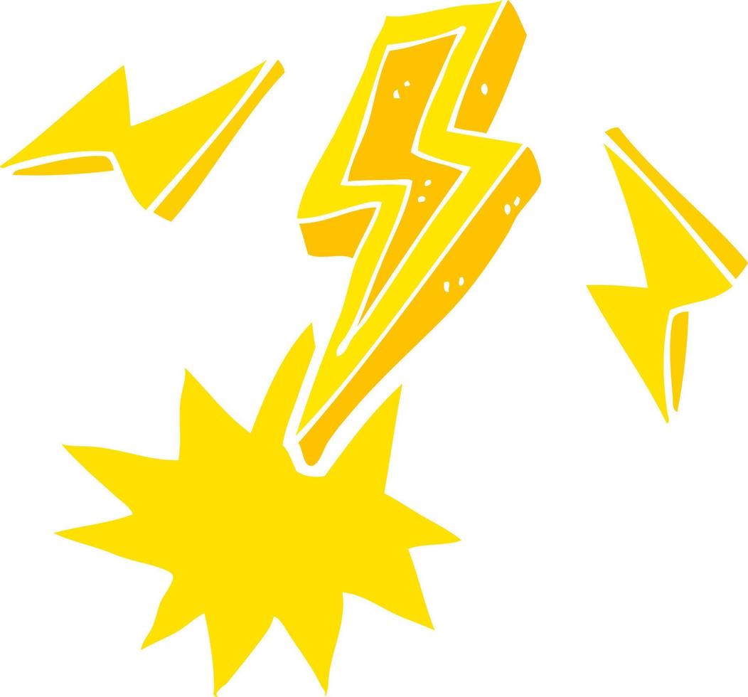 flat color illustration of a cartoon lightning bolt doodle vector