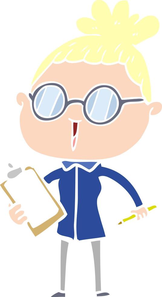 flat color style cartoon woman wearing spectacles vector