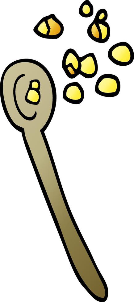 cartoon doodle cereal on a spoon vector