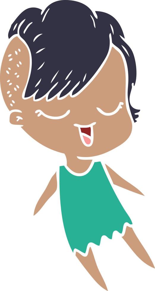 happy flat color style cartoon girl vector