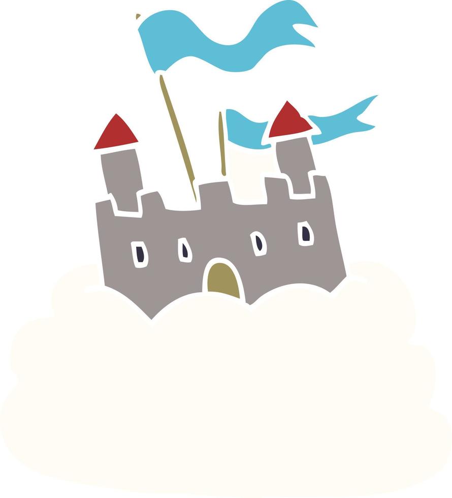 cartoon doodle castle on cloud vector