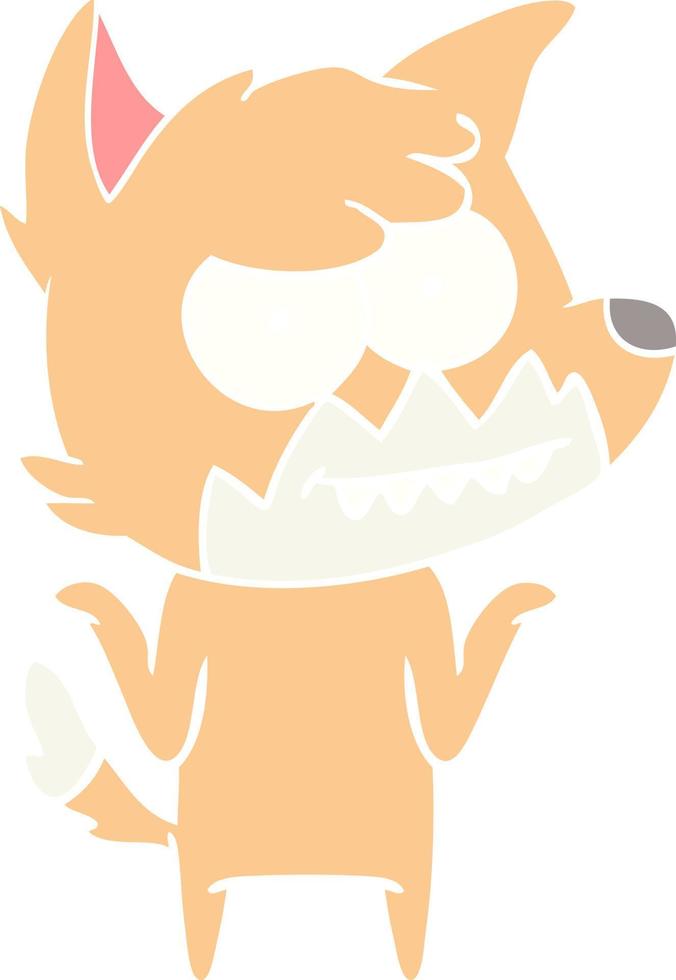 flat color style cartoon grinning fox vector