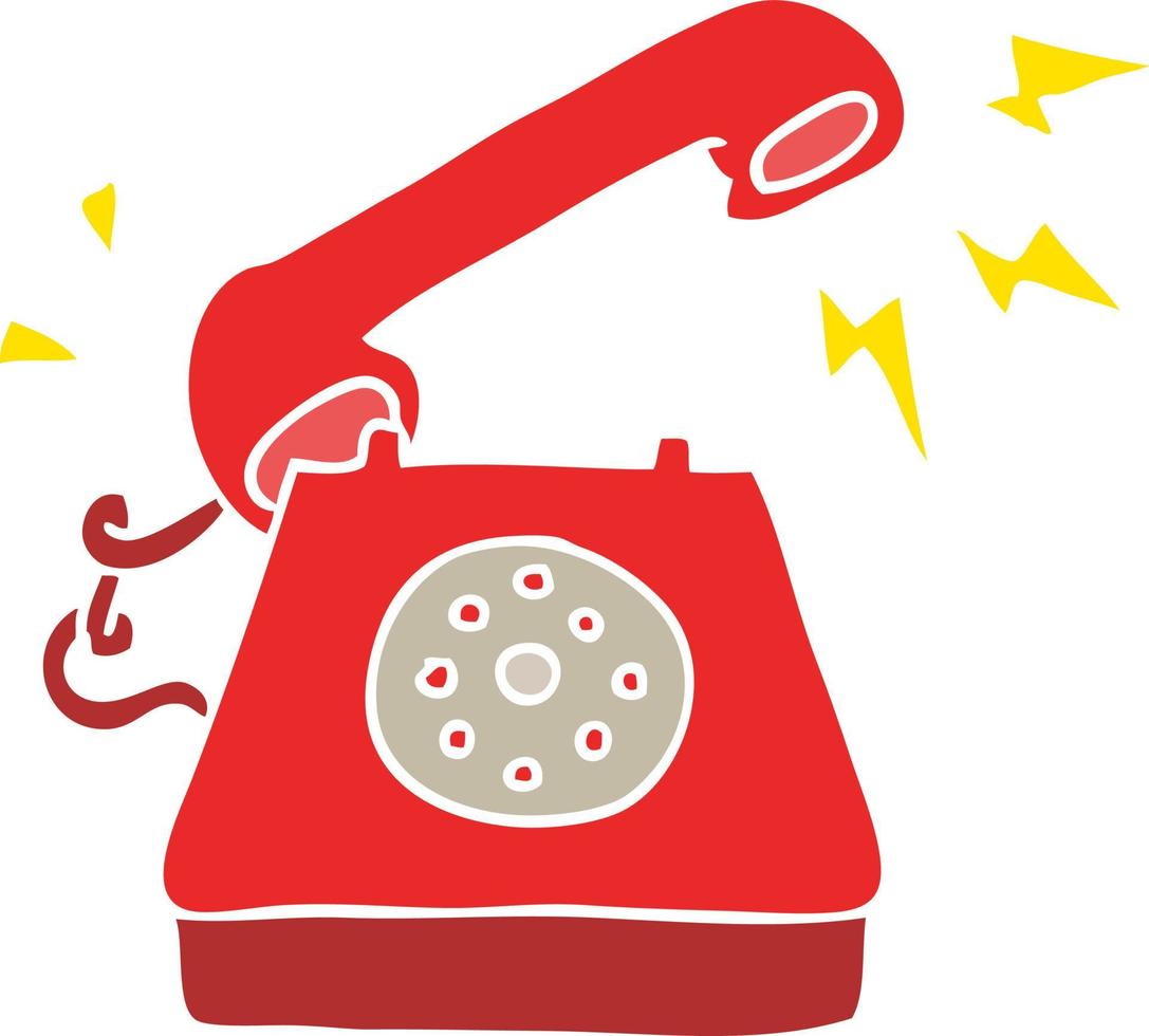 flat color illustration of a cartoon ringing telephone vector