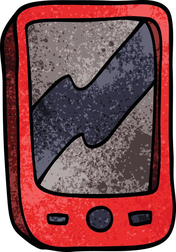 cartoon doodle of a red mobile phone vector