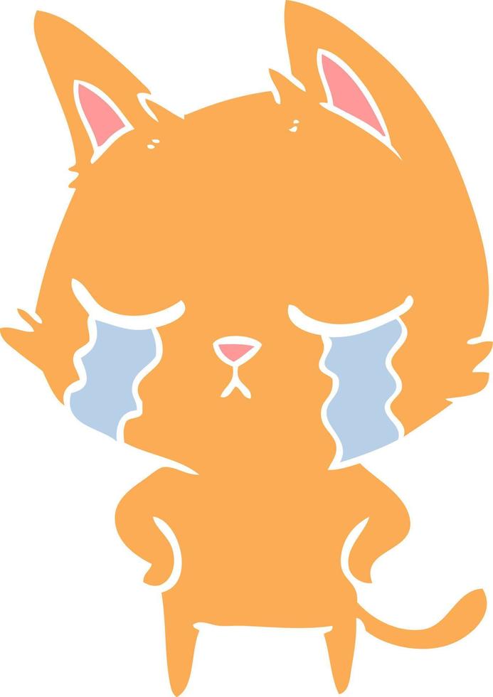 gato de dibujos animados de estilo de color plano llorando vector