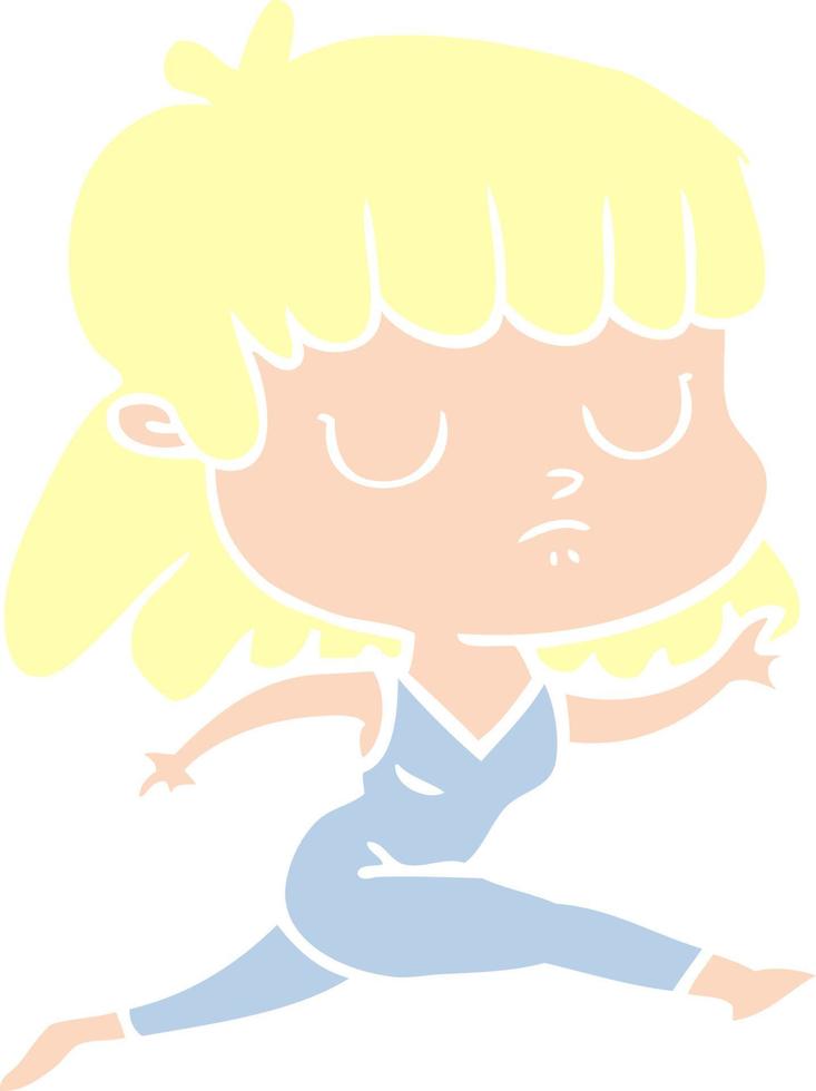 flat color style cartoon indifferent woman running vector