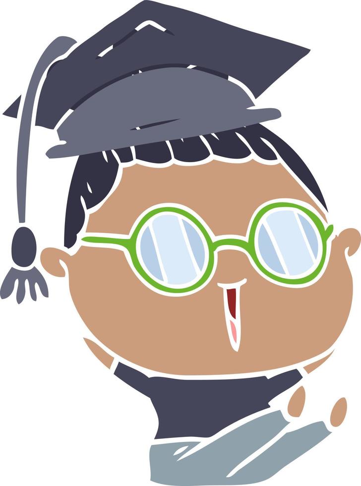 flat color style cartoon graduate wearing spectacles vector