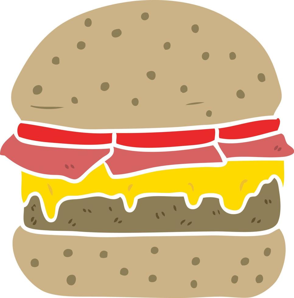 hamburguesa apilada de dibujos animados de estilo de color plano vector