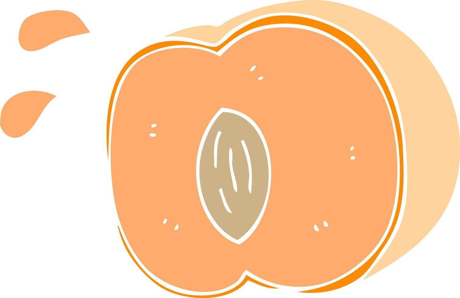 flat color illustration of a cartoon juicy peach vector